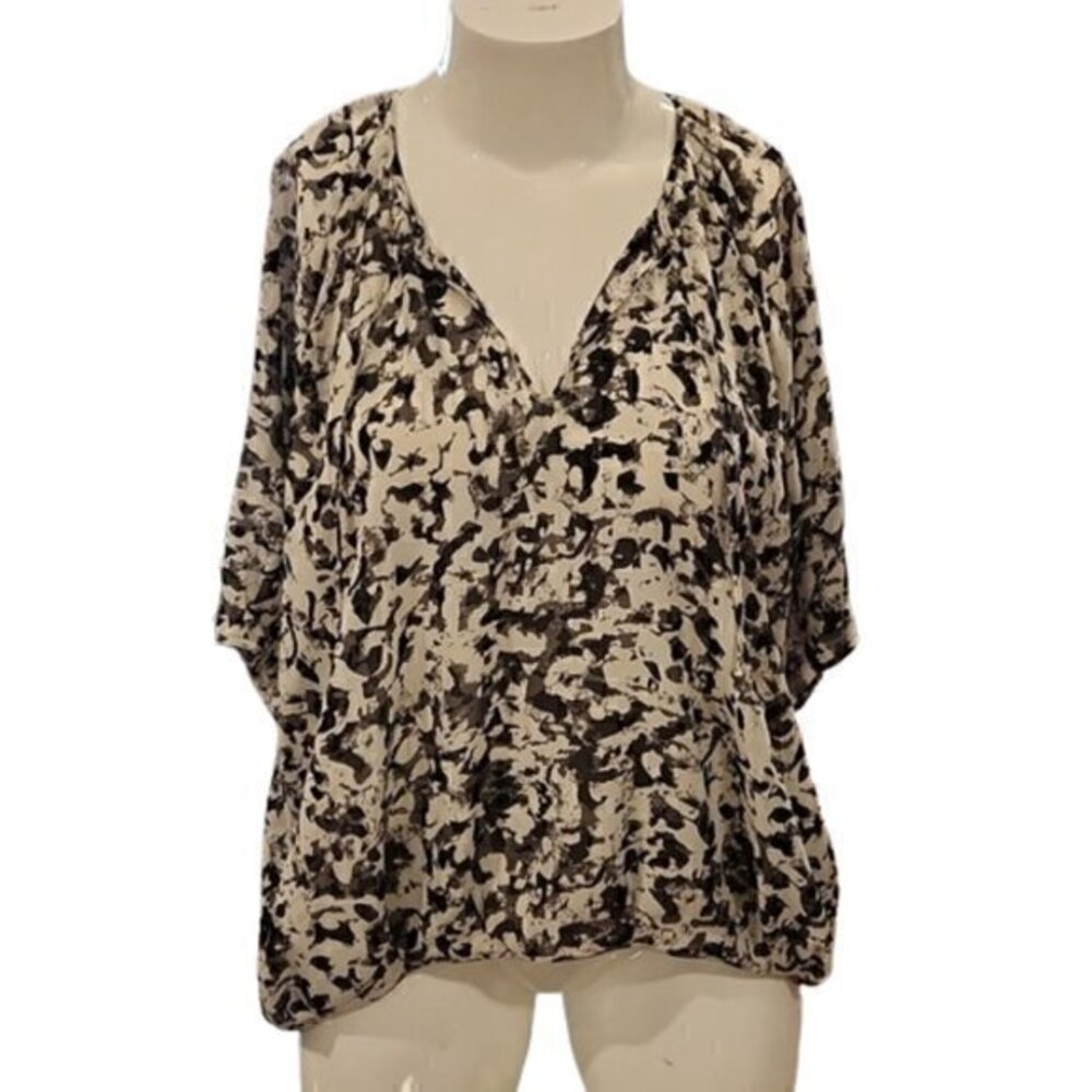 [Ruby Rd] Sheer V-neck Blouse - Size 18